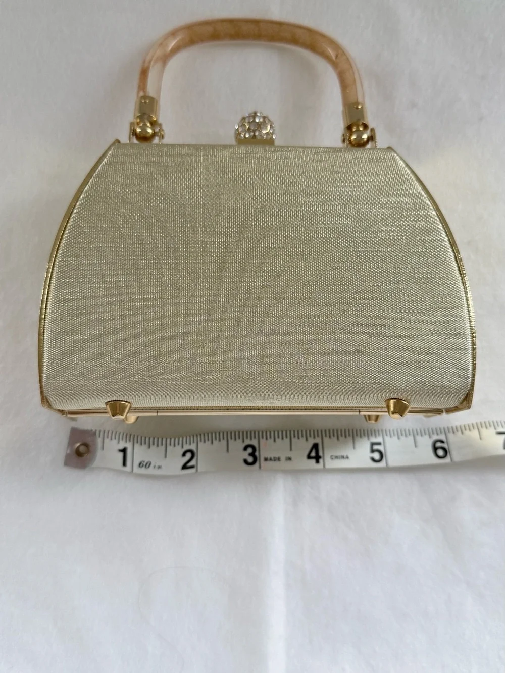 Gold Evening Handbag with Crystal Clasp